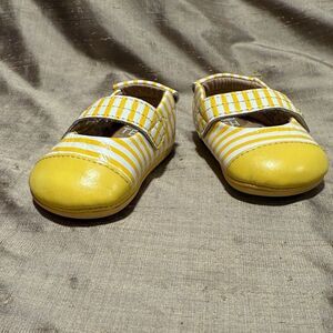 Umi cloud tech fiore Yellow white Stripe baby toddler mary janes Shoes size 1 16